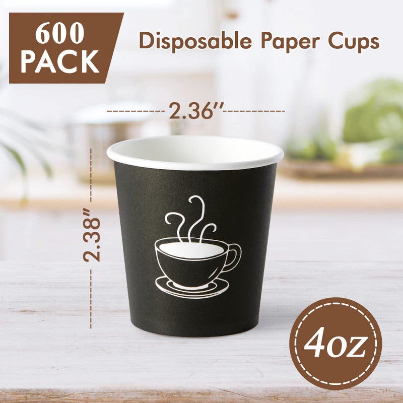 TV TOPVALUE 600 Pack 4 oz Paper Cups, Small Disposable Coffee Cups, Paper Espresso Cups, Hot/Cold Drinking Cups for Party, Picnic, Travel and Events - Image 2