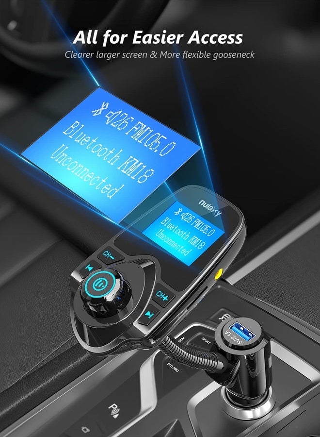 nulaxy Wireless in-Car Bluetooth FM Transmitter Radio Adapter Car Kit W 1.44 Inch Display Supports TF/SD Card and USB Car Charger for All Smartphones Audio Players-KM18 - Image 3