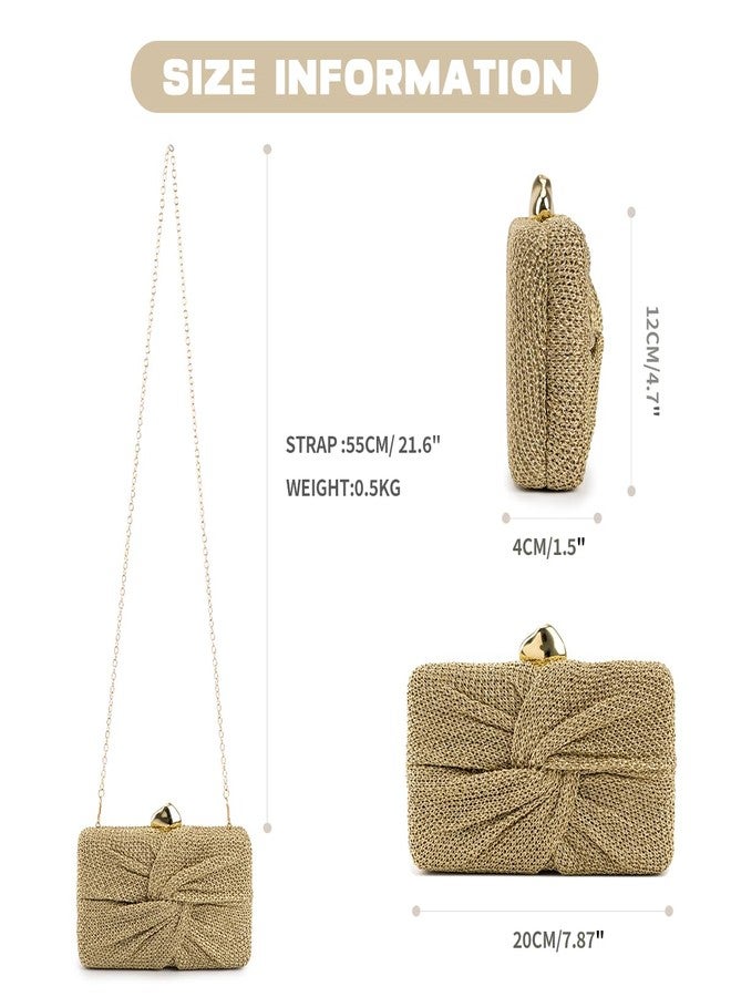 PHILOMENA Evening Clutch Purses for Women Wedding Woven Bag with Metallic Clasp Designer Handbags for Cocktail Party Prom Bag - Image 5