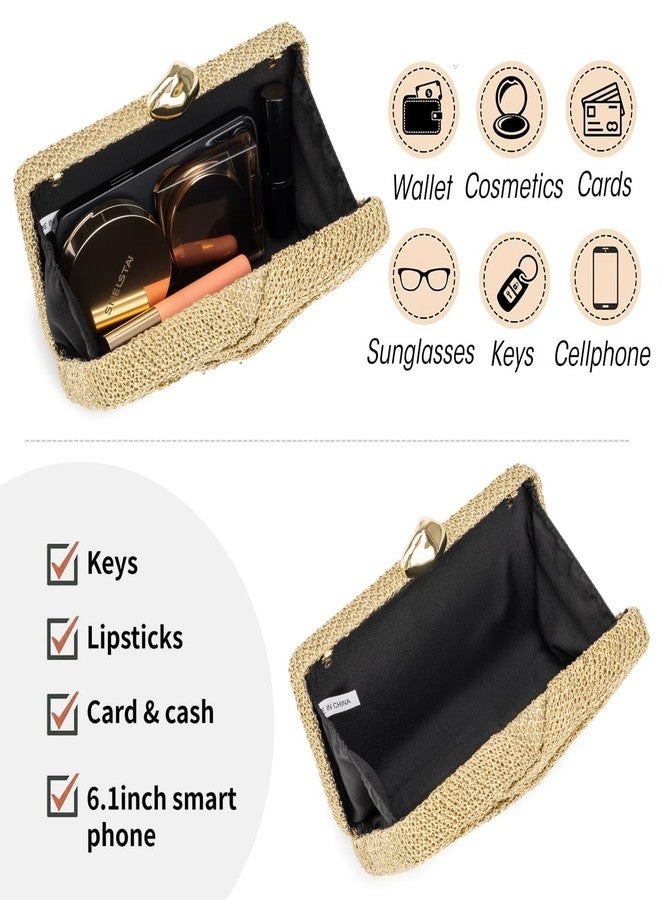 PHILOMENA Evening Clutch Purses for Women Wedding Woven Bag with Metallic Clasp Designer Handbags for Cocktail Party Prom Bag - Image 3