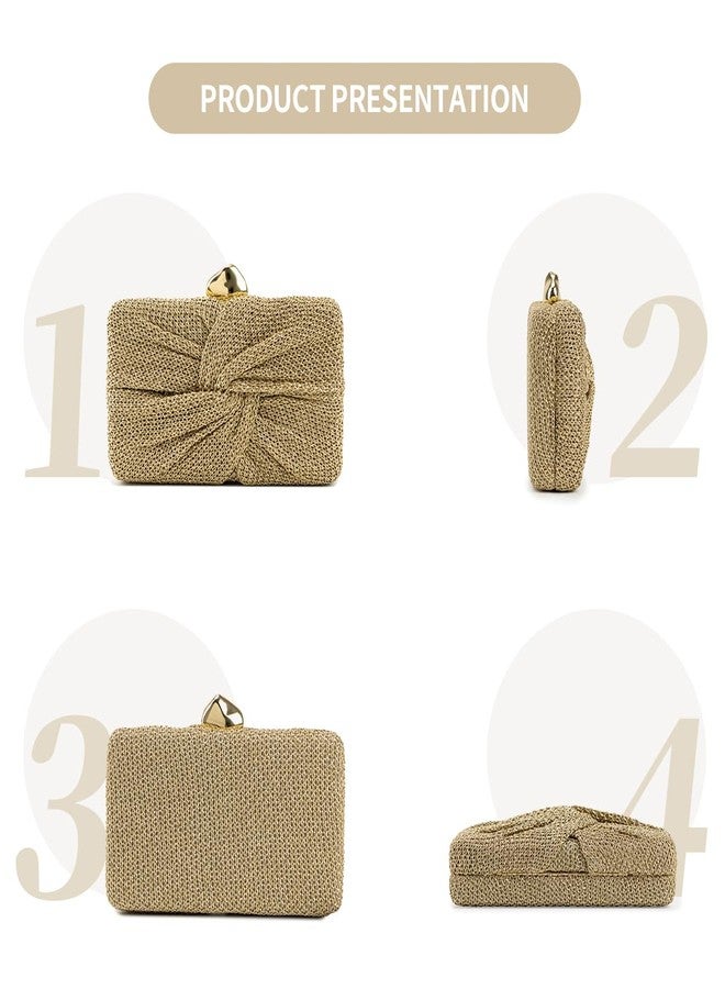PHILOMENA Evening Clutch Purses for Women Wedding Woven Bag with Metallic Clasp Designer Handbags for Cocktail Party Prom Bag - Image 2
