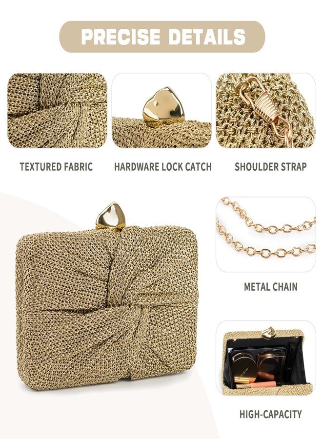 PHILOMENA Evening Clutch Purses for Women Wedding Woven Bag with Metallic Clasp Designer Handbags for Cocktail Party Prom Bag - Image 4