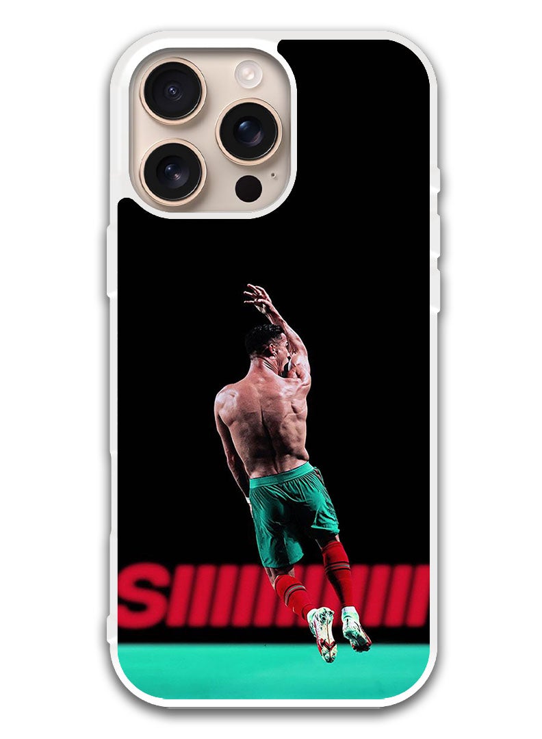 Theodor Protective Case Cover For APPLE IPHONE 16 Pro Max Ronaldo In The Air (White Bumper) - Image 1