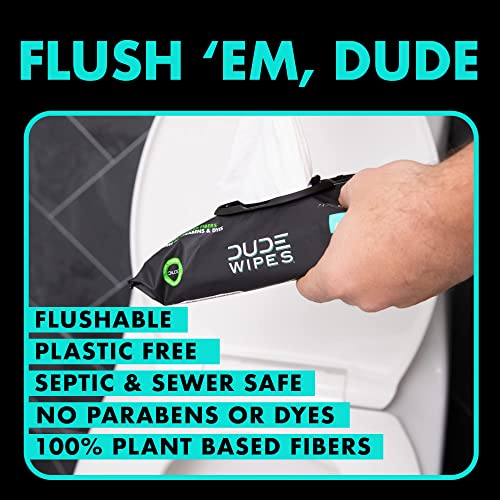 DUDE Wipes - Flushable Wipes Stocking Stuffers - 1 Pack, 48 Count - Mint Chill - Vitamin-E, Aloe, Eucalyptus & Tea Tree Oils - Septic and Sewer Safe - Image 5