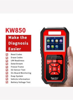 Arabest KW850 OBD2 Auto Diagnostic Scanner,Universal OBD Car Diagnostic Tool,ODB2 Check Engine Automotive Car Code Reader (Red)  - Image 2