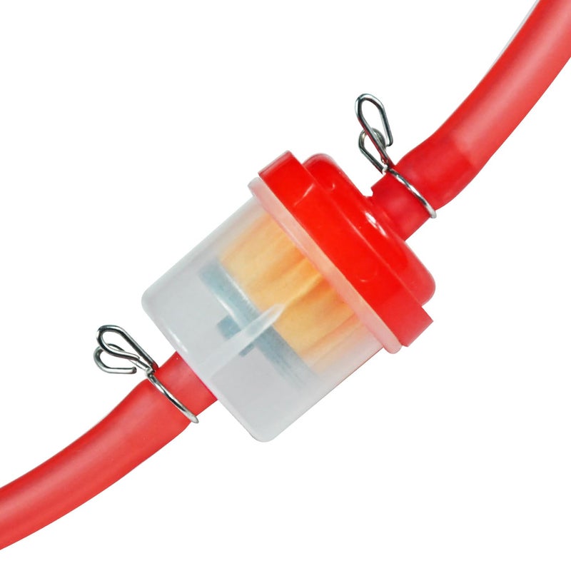 HOLATO Gas Fuel Line Hose Clamps Fuel Filters with Inline Shut Off Valve Petcock Set for 50cc 70cc 90cc 110cc 125cc 150cc Taotao Coolster Apollo Baja ATV Four Wheeler Dirt Pit Bike (RED) - Image 5