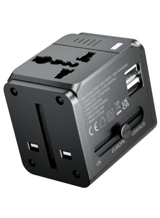 Earldom All In One Travel Universal Adapter US/EU/UK/AU Multi Plug Charger With Dual USB Ports Black - pzsku/ZBFE3EEE029CB5E0A4FAEZ/45/_/1709367214/3f7699e3-ca04-4e9c-8ec8-2195c5935c21