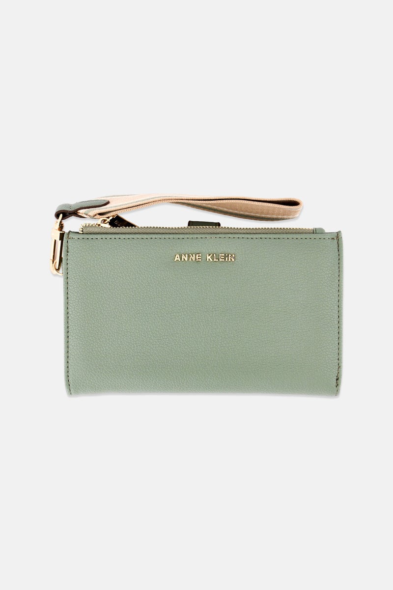 ANNE KLEIN Women Brand Logo Leather Purse, Olive - Image 1