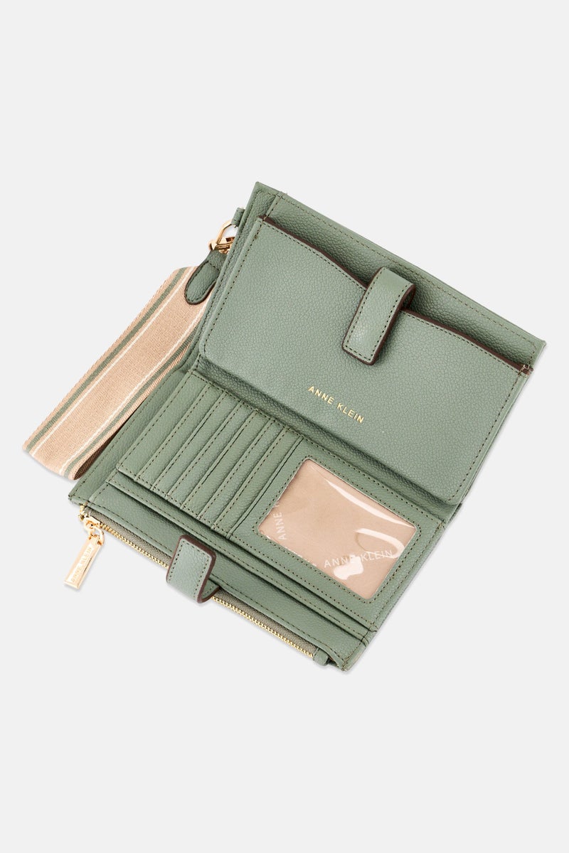 ANNE KLEIN Women Brand Logo Leather Purse, Olive - Image 3