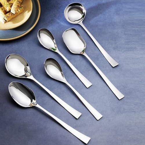 FnS Slim Line Serving Set – 6-Piece Stainless Steel Cutlery, Silver Finish – for Dining and Kitchen Use - Image 1