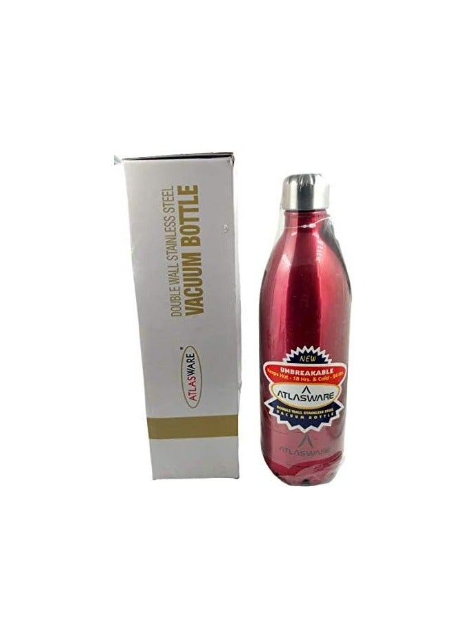 ATLASWARE Stainless Steel Vacuum Bottle - 1000ML (Red) - Image 1