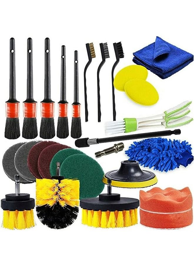 Arabest 27 PCS Drill Cleaning Brush Attachment,Automotive Interior and Exterior Cleaning Brush Set,Includes Scrubbing Pad,Sponge,Body Cleaning Brush,Car Wash Mitt,Vent Cleaning Brush,Household Cleaning Cloth.  - Image 1