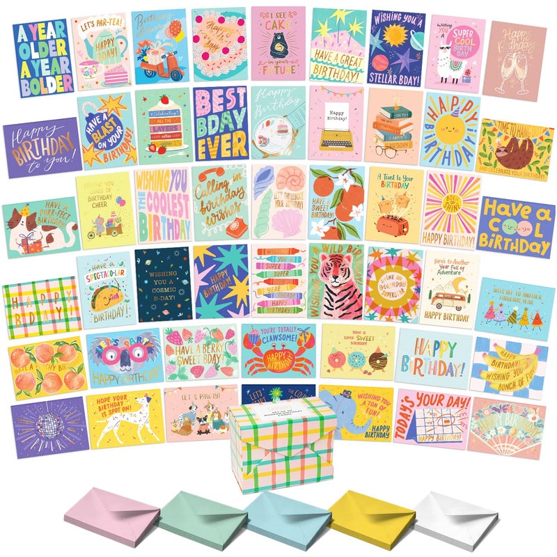 Sweetzer & Orange Sweetzer Orange Happy Birthday Cards with Envelopes and Assortment Box Variety Set of 50 Assorted Birthday Notes Perfect Bulk Pack for Celebrations Office Friends Special Occasions4x55 - Image 2