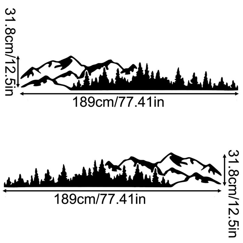 Leasinder 2Pcs Universal Mountain Tree Forest Vinyl Decals for Car Body Door Side Auto Graphic Stickers Accessories Decoration for RV Caravan Truck Panel SUV Off-Road Vehicles (Black, 74.4''*12.5'') - Image 2