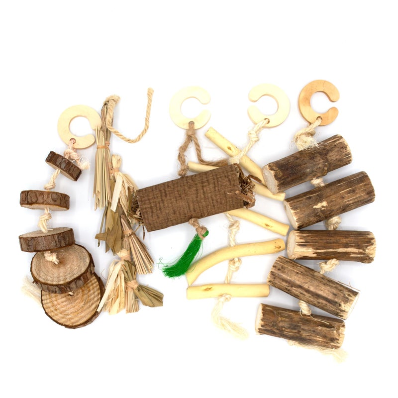Oxbow Enriched Life Natural Dangly Party Pack, Rabbit Toys, Guinea Pig Toys, Enrichment for Bunny, Guinea Pig, Hamster Stuff, Rabbit Enrichment, Chinchilla, Rat, Chinchilla Cage Accessories - Image 2