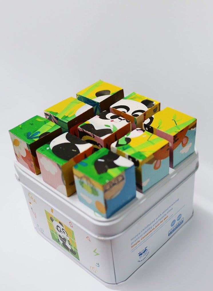 6-in-1 Mini Wooden Puzzles in a metal puzzle in a metal box with 6 Designs for Boys and girls - Image 1