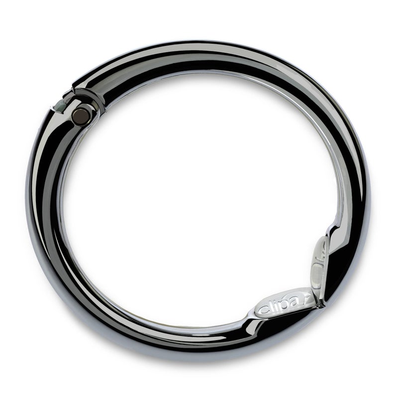 Clipa Bag Hanger - Polished Hematite PVD - The Ring That Opens Into a Hook and Hangs in Just 1/2" of Space, Holds 33 lbs., 3 yr. Warranty - Image 1