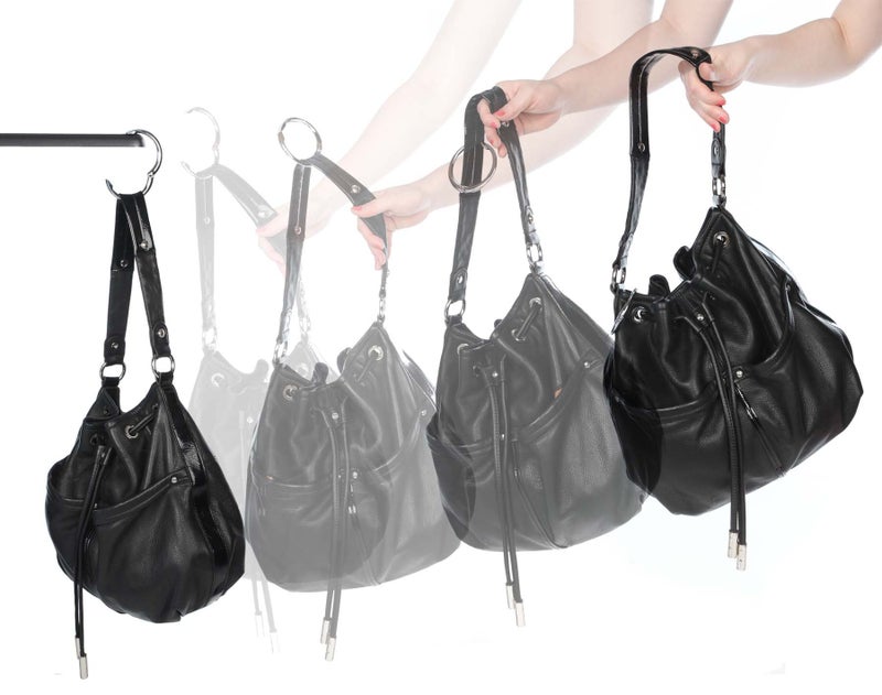 Clipa Bag Hanger - Polished Hematite PVD - The Ring That Opens Into a Hook and Hangs in Just 1/2" of Space, Holds 33 lbs., 3 yr. Warranty - Image 5