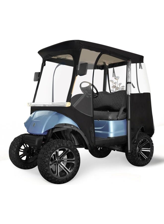 Xoxocos Golf Cart Enclosure 2-Passenger for EZGO TXT RXV - 600D Waterproof Snowproof Cover with Side Mirror Openings, Transparent Tail Light Panel, Detachable Windshield & 4-Sided Clear Windows - Image 1