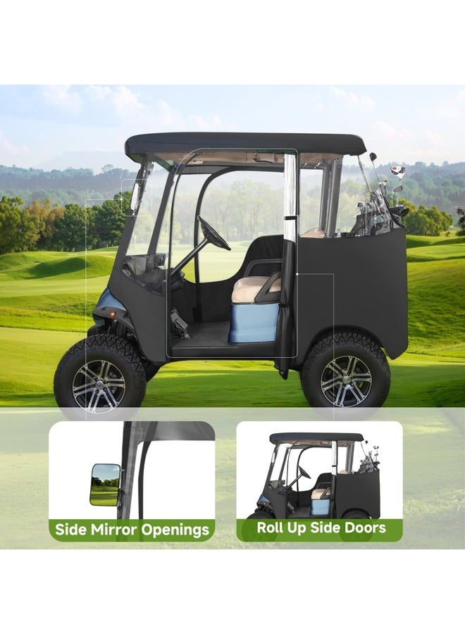Xoxocos Golf Cart Enclosure 2-Passenger for EZGO TXT RXV - 600D Waterproof Snowproof Cover with Side Mirror Openings, Transparent Tail Light Panel, Detachable Windshield & 4-Sided Clear Windows - Image 2