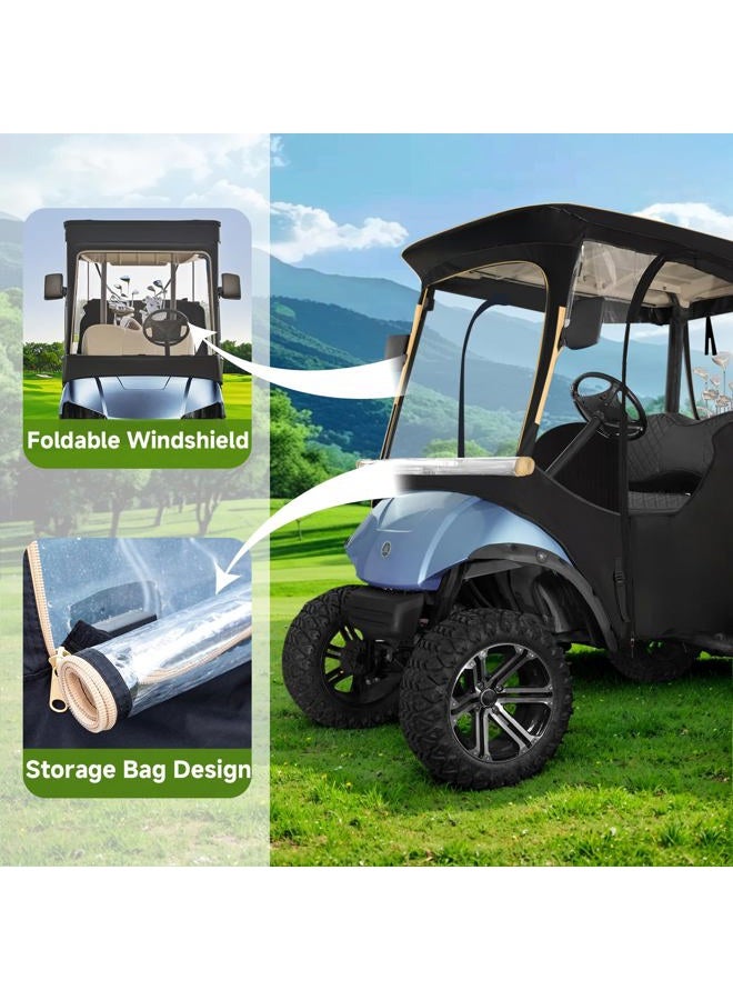 Xoxocos Golf Cart Enclosure 2-Passenger for EZGO TXT RXV - 600D Waterproof Snowproof Cover with Side Mirror Openings, Transparent Tail Light Panel, Detachable Windshield & 4-Sided Clear Windows - Image 5