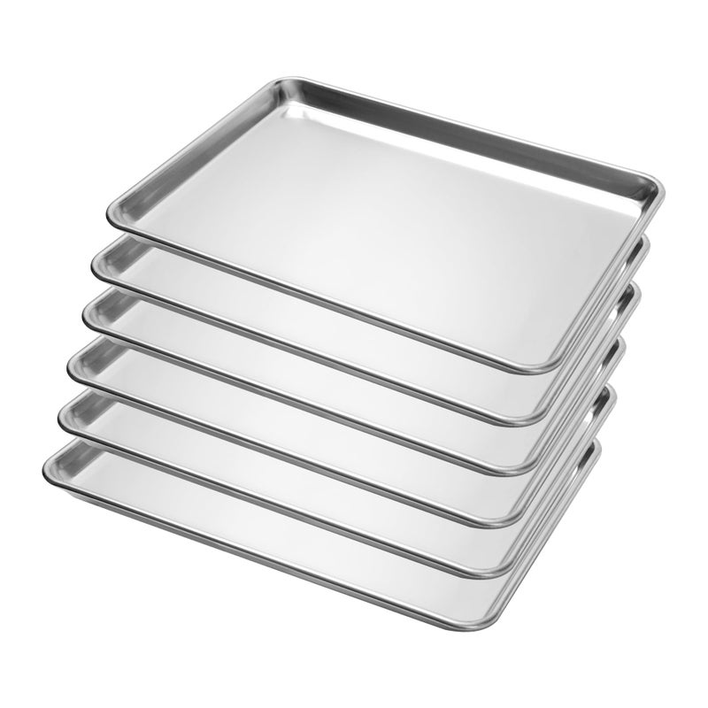 BIEAMA 6 Pack Half Size Baking Sheet Pan Aluminum Commercial Pan for Oven Freezer Bakery Hotel Restaurant 13  18