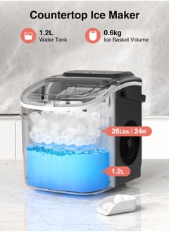 Crownful CROWNFUL Ice Maker Countertop with Handle, Self-Cleaning Ice Maker with Scoop and Basket, 12KG/24H,9 Cubes in 6 Mins,Portable Small Ice Machine with Scoop and Basket for Home Kitchen Office Bar Party  - Image 4