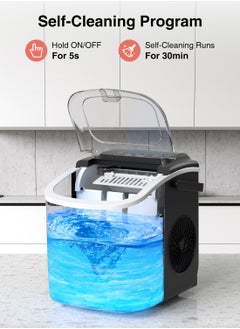 Crownful CROWNFUL Ice Maker Countertop with Handle, Self-Cleaning Ice Maker with Scoop and Basket, 12KG/24H,9 Cubes in 6 Mins,Portable Small Ice Machine with Scoop and Basket for Home Kitchen Office Bar Party  - Image 5