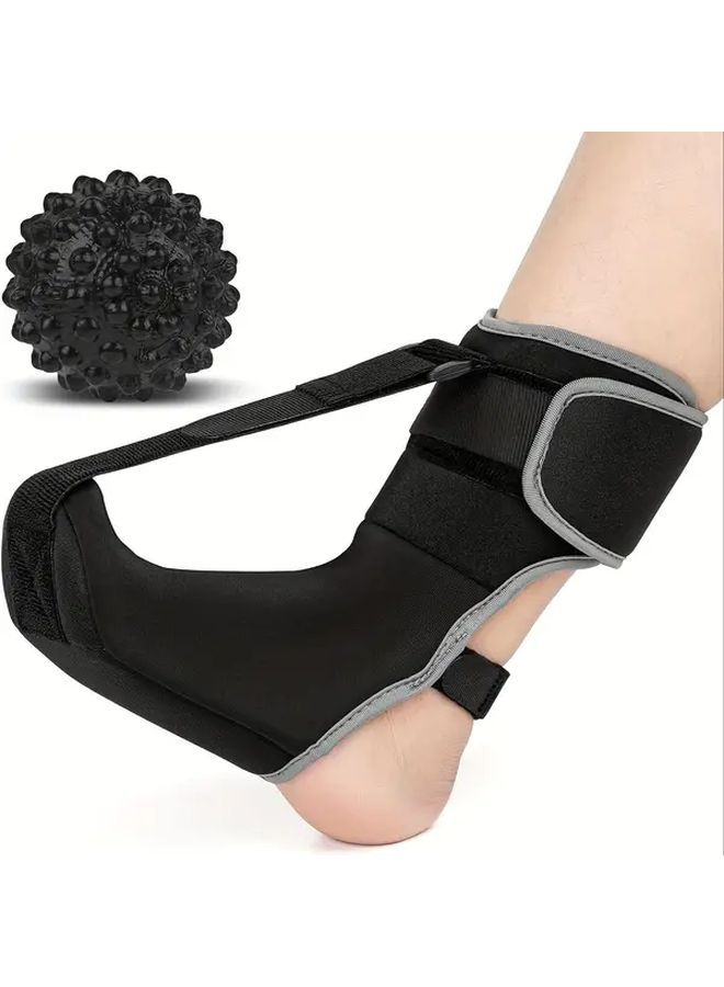 Black Night Splint Sock with Massage Ball Foot Drop Brace Achilles Support M Size - Image 1