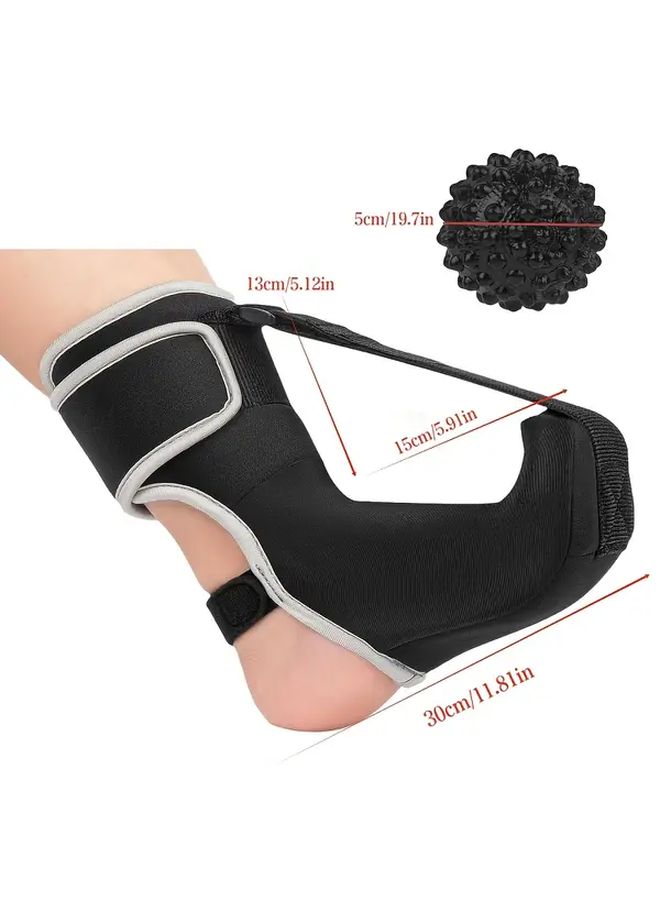 Black Night Splint Sock with Massage Ball Foot Drop Brace Achilles Support M Size - Image 3