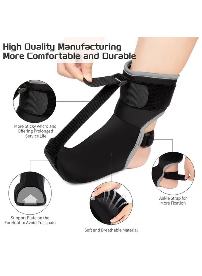 Black Night Splint Sock with Massage Ball Foot Drop Brace Achilles Support M Size - Image 2