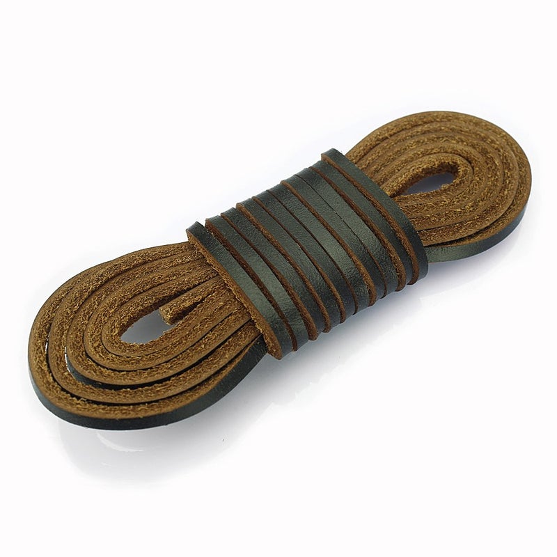 LolliBeads TM 3mm Flat Genuine Leather Shoe Lace Strip Cord Braiding String Dark Brown Espresso 72 Inches