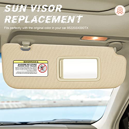 ILONPA بديل واقي الشمس الجانبي الأيمن باللون البيج متوافق مع 2011 2012 2013 2014 2015 هيونداي إيلانtra استبدال 852203X000TX - Image 3