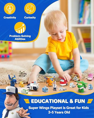 Super Wings Toys Transformable Toys 2 Inch Airplane Toy for Kids 35 Years Old 15 Packs Transforming Jet Playset Real Mobile Wheels Birthday Party Supplies for Preschool Boys and Girls - Image 3