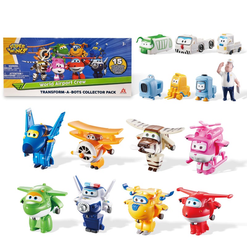 Super Wings Toys Transformable Toys 2 Inch Airplane Toy for Kids 35 Years Old 15 Packs Transforming Jet Playset Real Mobile Wheels Birthday Party Supplies for Preschool Boys and Girls - Image 2