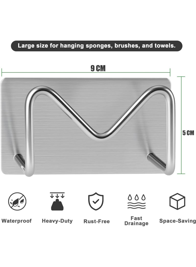 LuckSa 2-Pack Stainless Steel Sponge Holder, Kitchen Sink Caddy Organizer, Rustproof, Brushed Finish - Image 3