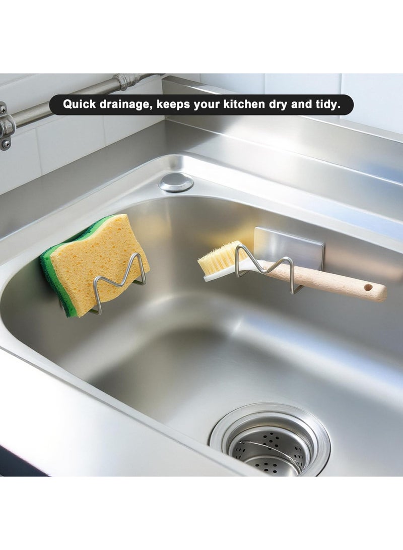 LuckSa 2-Pack Stainless Steel Sponge Holder, Kitchen Sink Caddy Organizer, Rustproof, Brushed Finish - Image 4