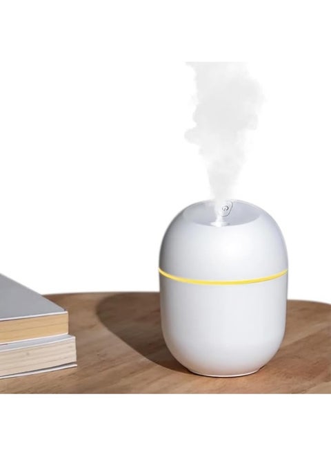 Diffuser & Humidifier, 220ml Mini Ultrasonic Air Humidifier - USB Essential Oil Diffuser, Car Purifier, Anion Aroma Mist Maker with LED Light & Romantic Light (White)