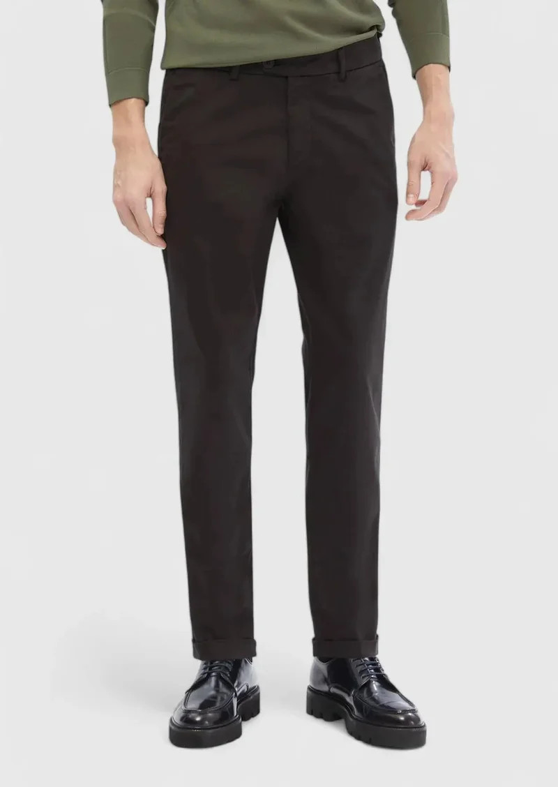 رامسي بنطال قطني أسود منسوج بقصة عادية