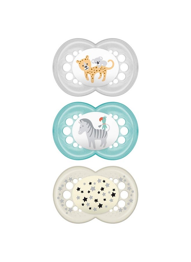 MAM MAM Day & Night Silicone Orthodontic Pacifiers Set 6+, Pack of 3  - Image 1
