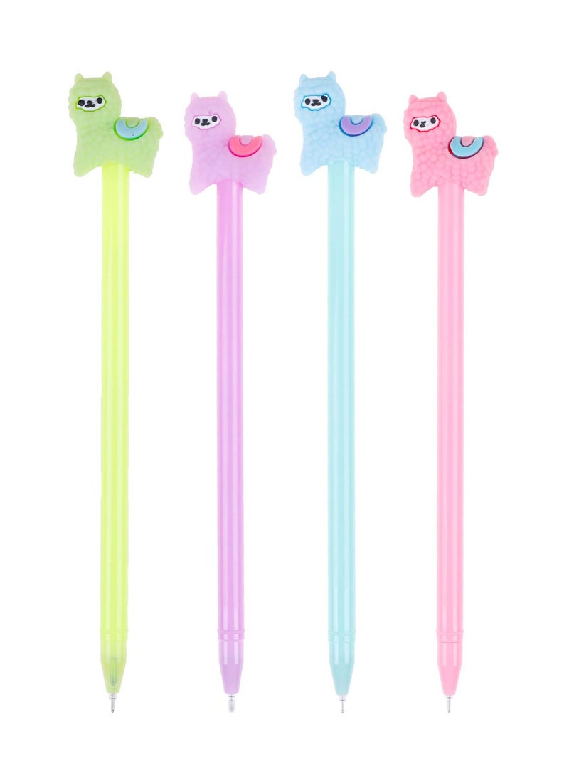SYOSI Cartoon Sheep Alpaca Llama Gel Pen, 4Pcs Cute Colorful Rollerball Pens for School Office Writing Supplies Stationery Gift, Black Ink, 0.38mm Ball Point  - Image 2