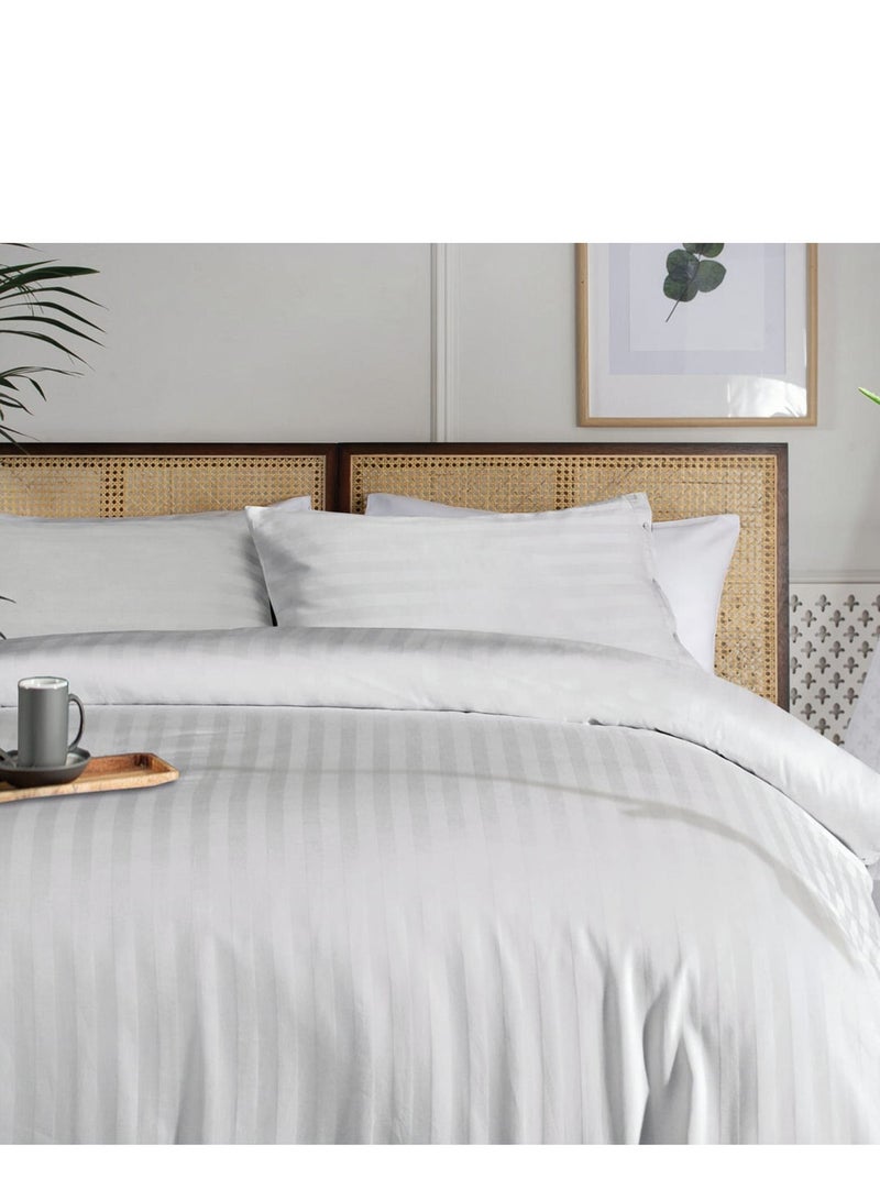 Bedding Set White with stripes, King Size - Image 1