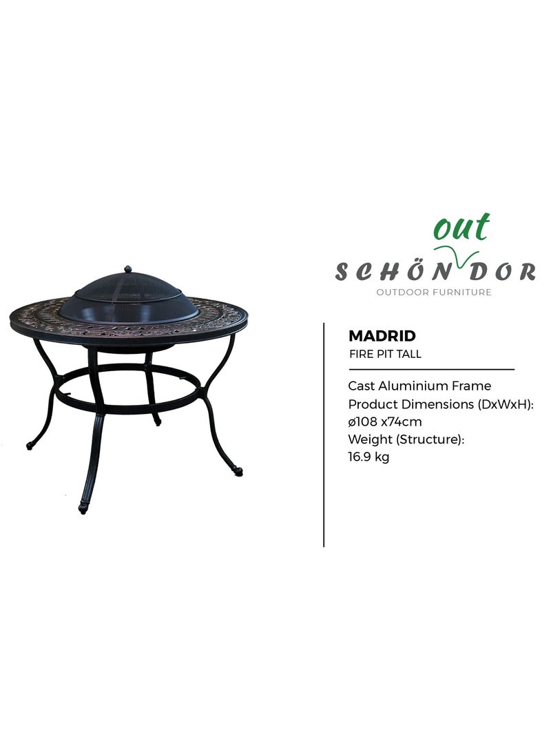 Schondor Furniture Madrid | Firepit Long | 4 Seater | Outdoor Furniture | Made in Aluminum Cast | Patio | Perfect for Any Outdoor Space | Garden | Backyard  - Image 5