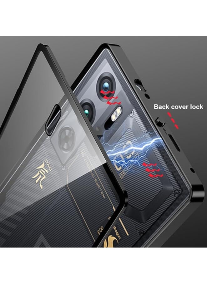 General - RedMagic 9 Pro / 9 Pro Plus Compatible Case with Display Protector, Metal Frame + Clear Tempered Glass Back with Shock Protection - Image 1