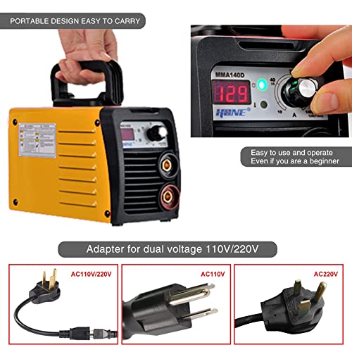 HONE ARC Welder 110V/220V, Actual 140Amp Stick Welder, Digital IGBT Inverter LCD Display Welding Machine with Hot Start Arc Force Anti-Stick, High Efficiency for Welding Rod 1/16-1/8-Inch - Image 5