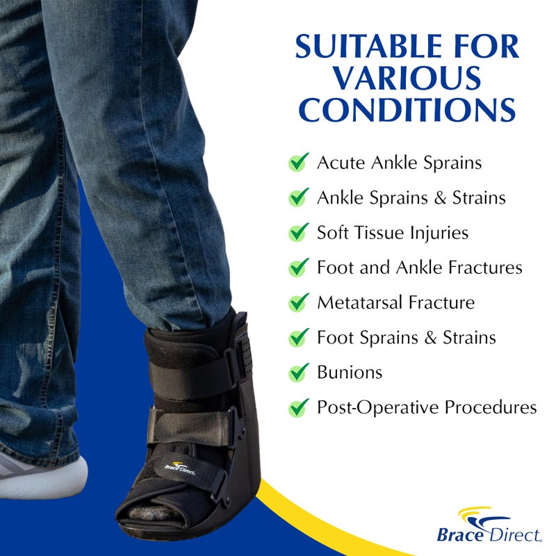 Brace Direct CAM Walker Fracture Boot Short - Lightweight Walking Boot for Foot & Ankle Injuries, Sprains & Stress Fractures - Doctor-Recommended (Menâ€™s 4.5â€“7 / Womenâ€™s 6.5â€“8) - Image 5