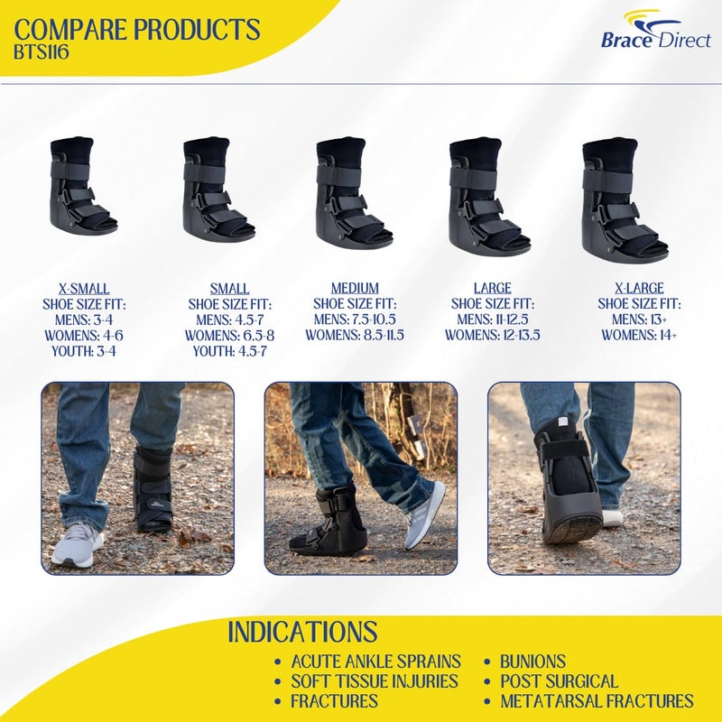 Brace Direct CAM Walker Fracture Boot Short - Lightweight Walking Boot for Foot & Ankle Injuries, Sprains & Stress Fractures - Doctor-Recommended (Menâ€™s 4.5â€“7 / Womenâ€™s 6.5â€“8) - Image 3