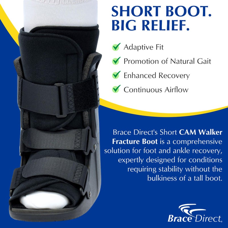 Brace Direct CAM Walker Fracture Boot Short - Lightweight Walking Boot for Foot & Ankle Injuries, Sprains & Stress Fractures - Doctor-Recommended (Menâ€™s 4.5â€“7 / Womenâ€™s 6.5â€“8) - Image 2