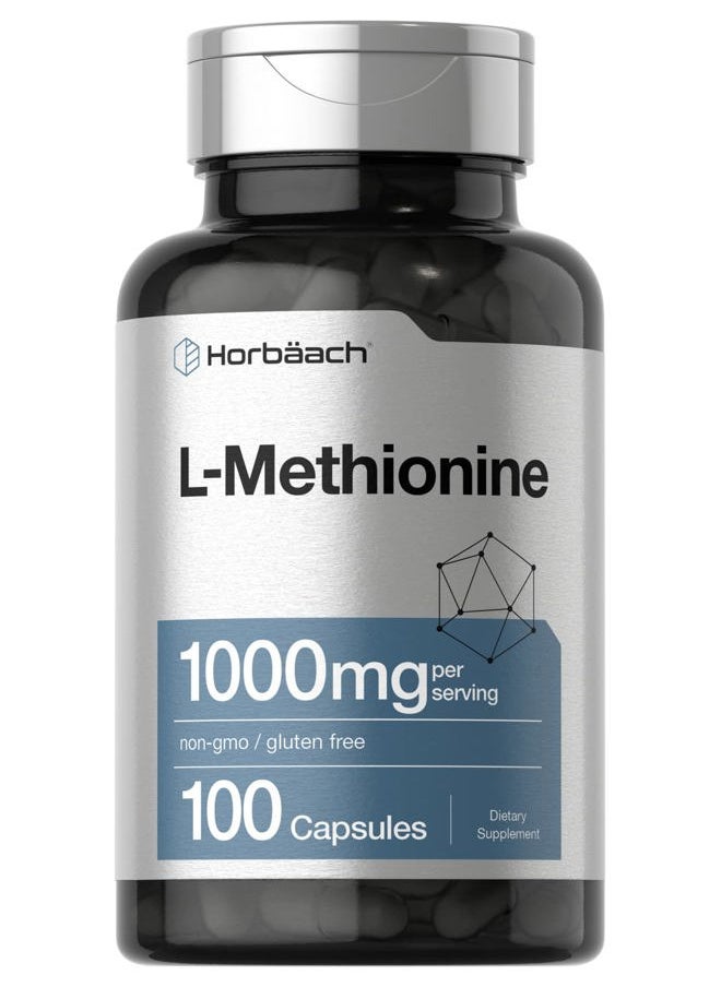 Horbäach L-Methionine 1000mg | 100 Capsules | Non-GMO, Gluten Free | Free Form Supplement  - Image 1