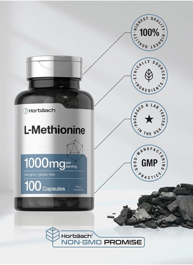 Horbäach L-Methionine 1000mg | 100 Capsules | Non-GMO, Gluten Free | Free Form Supplement  - Image 5